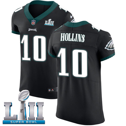 Nike Eagles #10 Mack Hollins Black Alternate Super Bowl LII Men's Stitched NFL Vapor Untouchable Elite Jersey - Click Image to Close